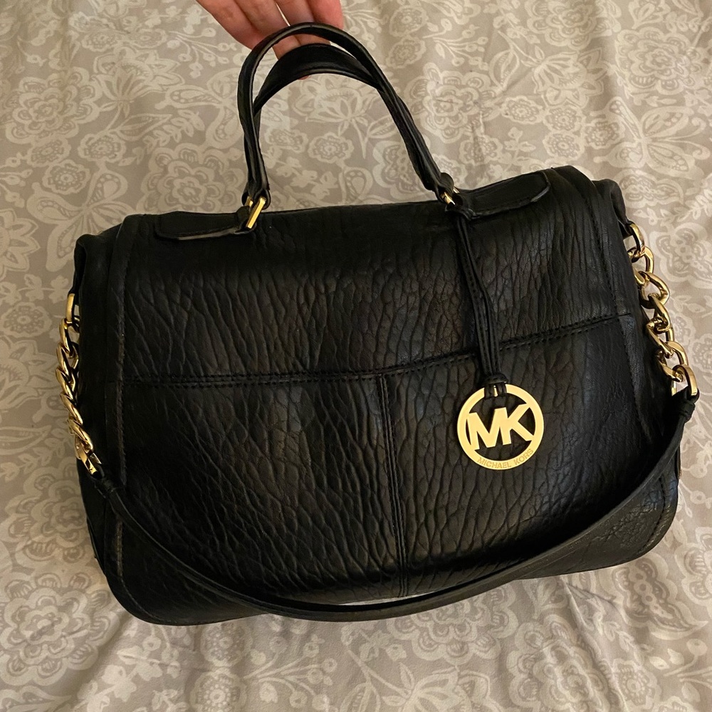 Black leather, studded Michael Kors bag!